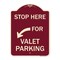 Signmission Stop Here for Valet Parking Left Arrow Heavy-Gauge Aluminum Sign, 24" x 18", BU-1824-22854 A-DES-BU-1824-22854 - alternate 1